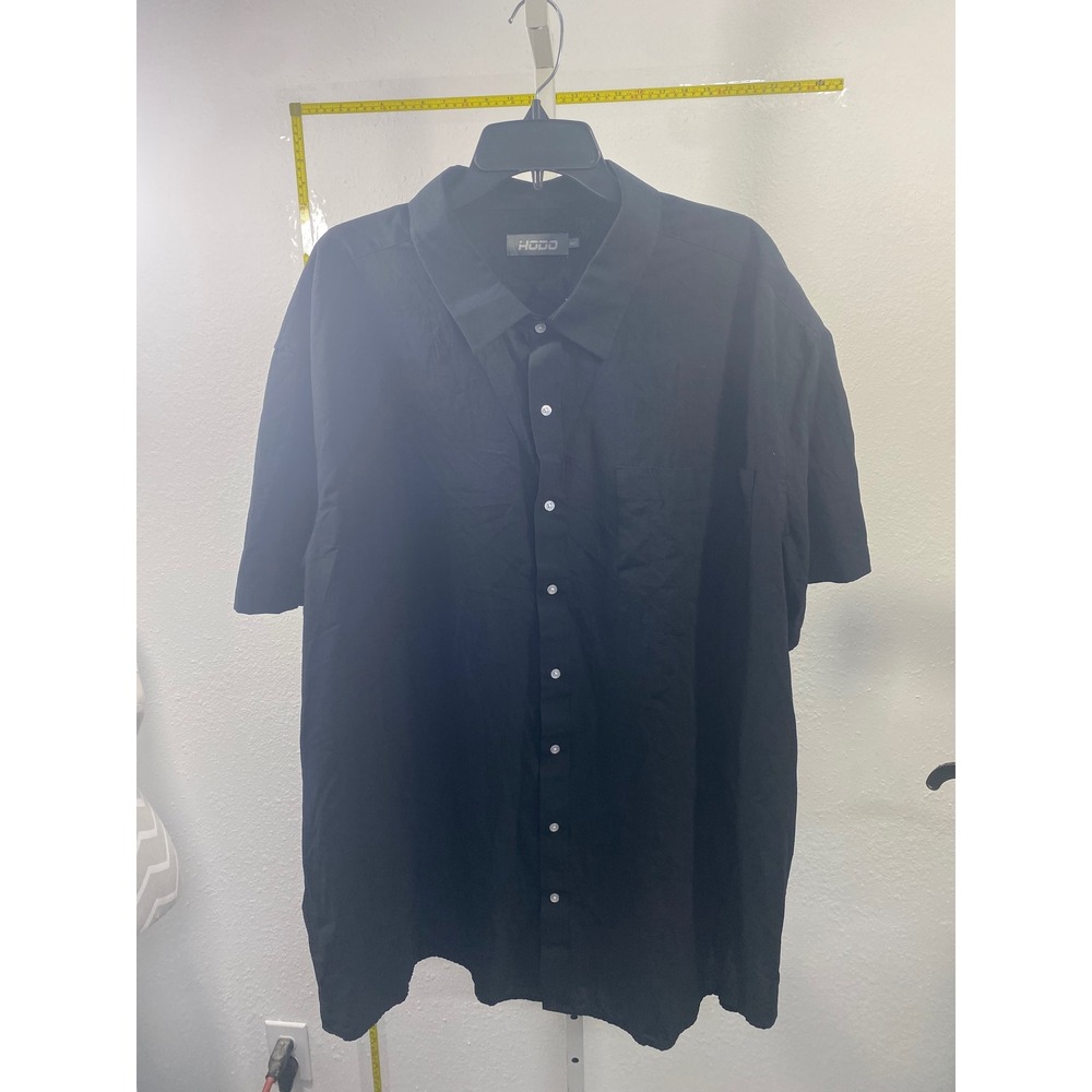 HODO Mens Black Short Sleeve Button Down Shirt Chest Pocket 3XLT Big & Tall